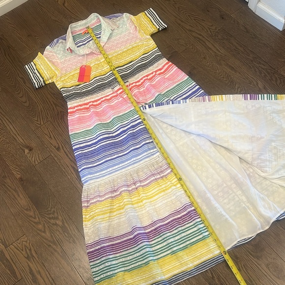 Vilagallo Eveline Midi Shirtdress Colorful Striped Button Front. lined - Picture 7 of 12